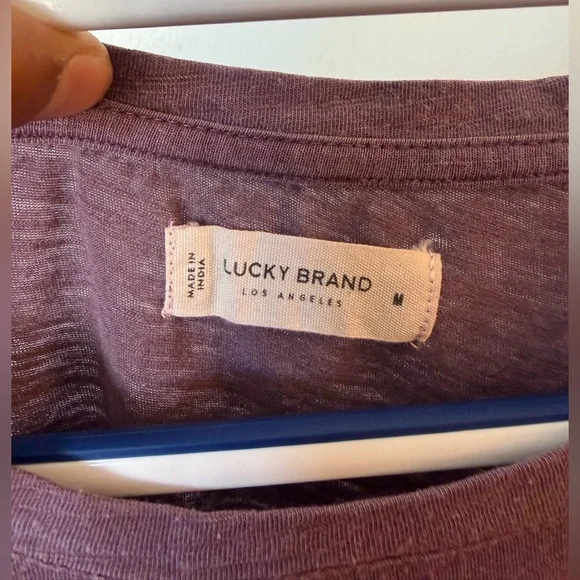 Lucky Brand Embroidered Boho Top Purple Long Sleeve Size Medium - Picture 4 of 6